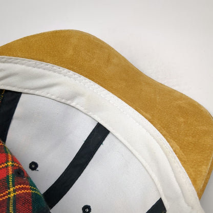 Kudzu Baseball Cap One Size Blue Yellow Red Green Plaid Suede Leather Strap Hat
