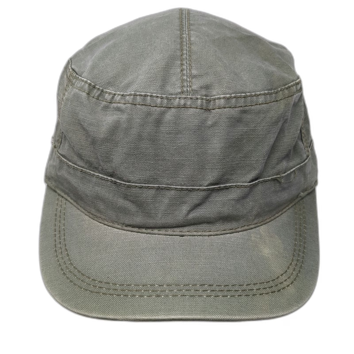 H&M Army Cap Green M Distressed Cotton Slideback Flat Top Military Style Hat