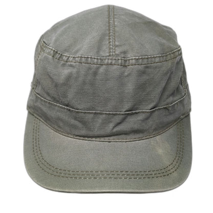 H&M Army Cap Green M Distressed Cotton Slideback Flat Top Military Style Hat