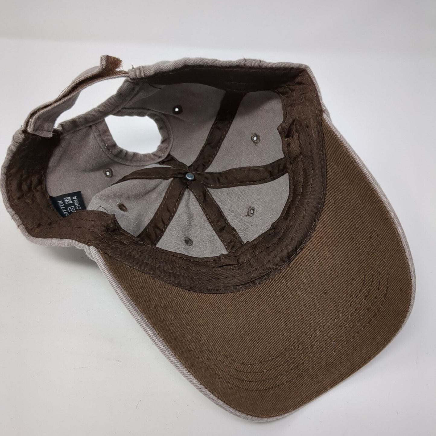 Unbranded Strapback Ponytail Hat Brown One Size Adjustable Solid Blank