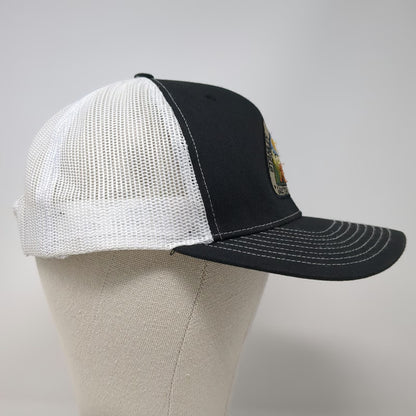 Richardson Trucker Hat Black White One Size Sawtooth Mtns Stanley Idaho Patch