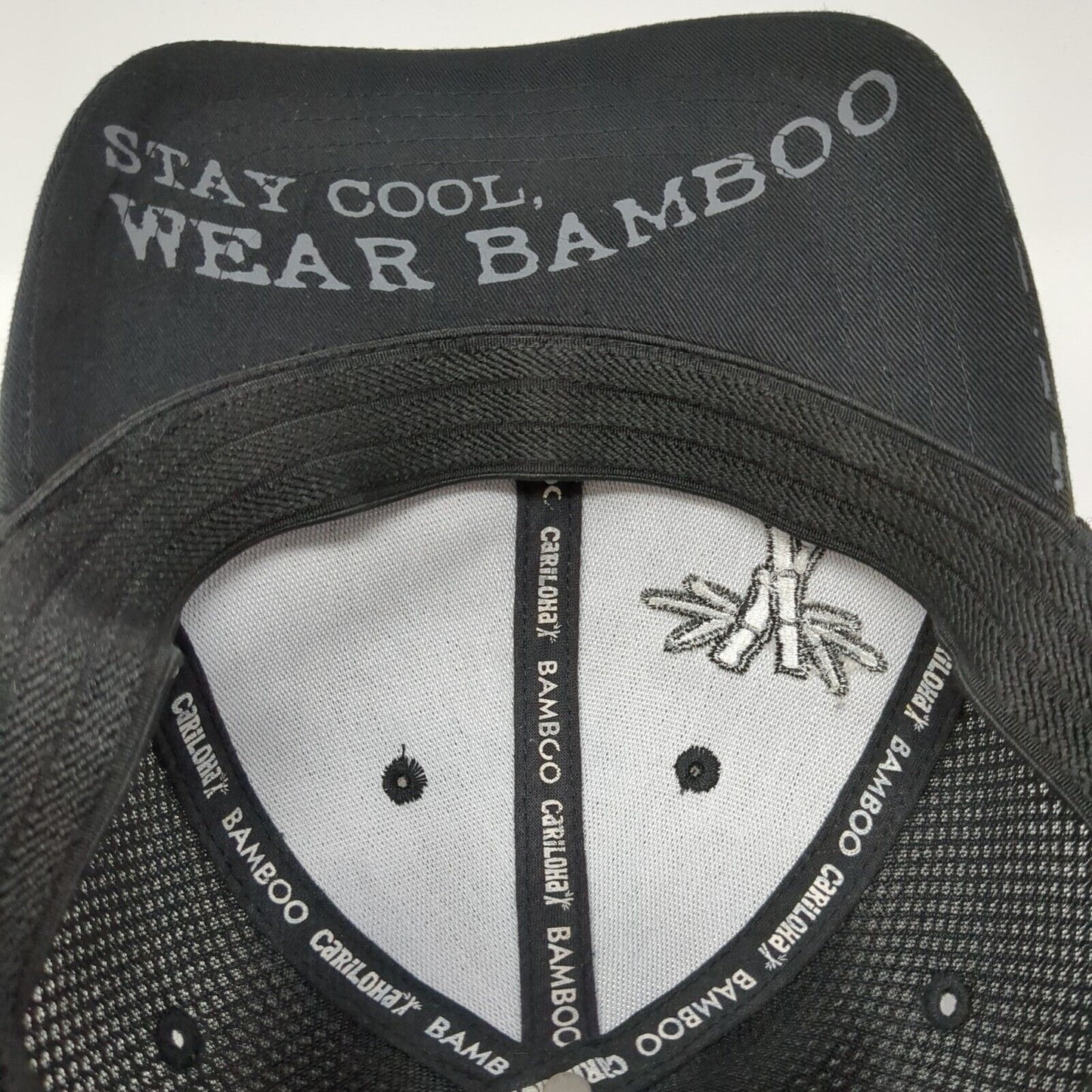 Cariloha Bamboo Stay Cool Fitted Trucker Hat Black S/M Embroidered Mesh Back