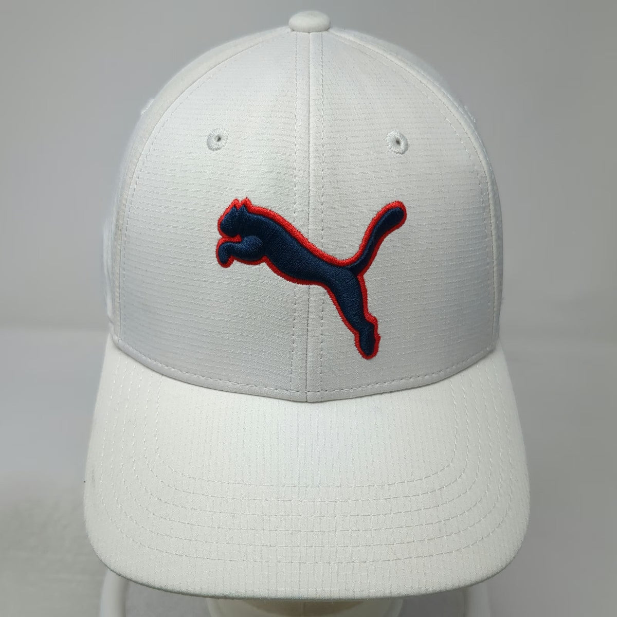 Puma Baseball Cap White S Stretch Fit Embroidered Logo Athletic Performance Hat
