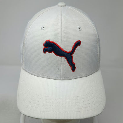 Puma Baseball Cap White S Stretch Fit Embroidered Logo Athletic Performance Hat