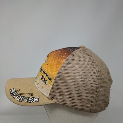 Just Hook Em Redfish Snapback Trucker Hat Multicolor One Size Mesh Back