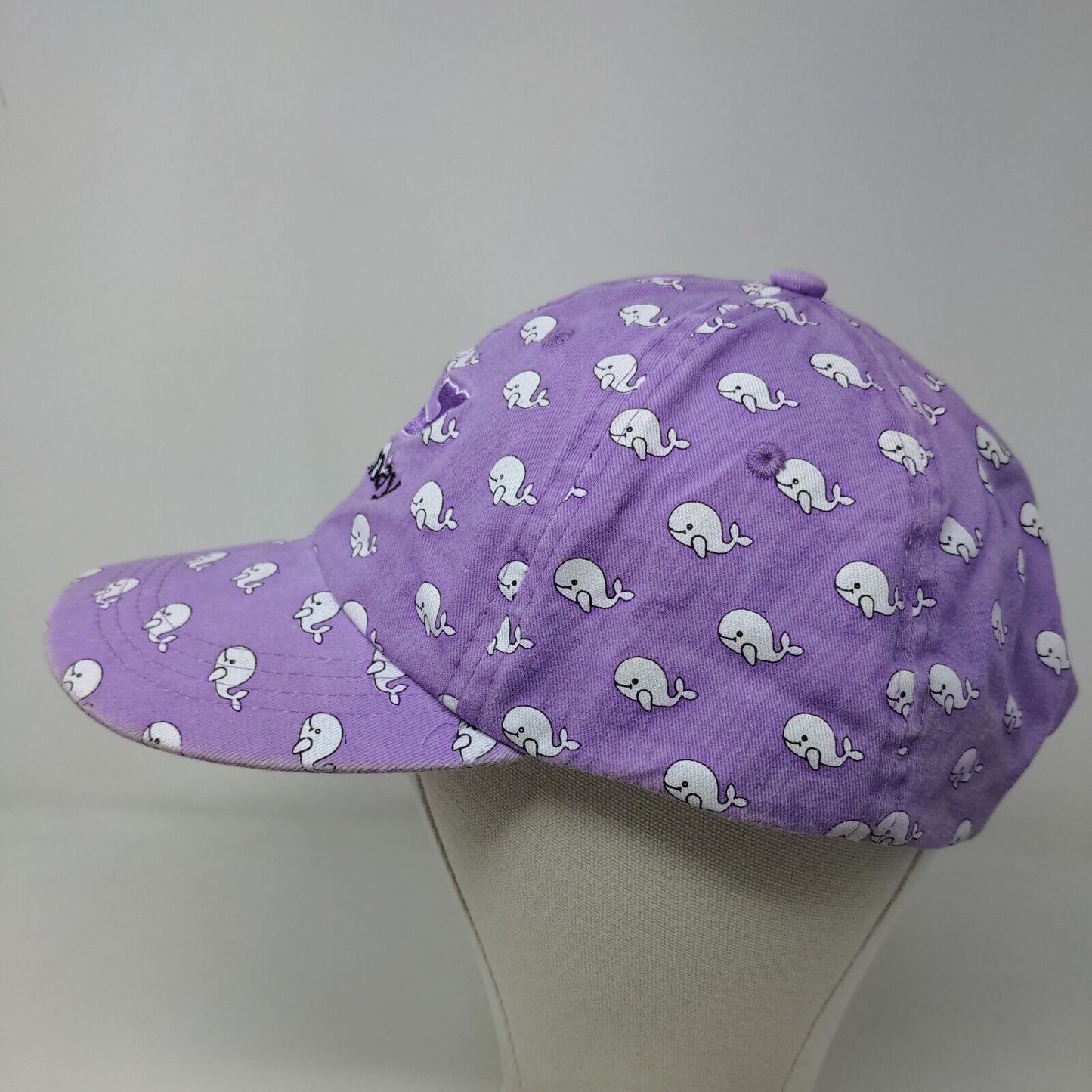 Triangle Headwear Women's Strapback Hat Purple All Over Print Whales Logo