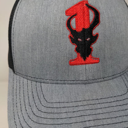 Richardson Snapback Trucker Hat Gray One Size Adjustable Embroidered Mesh Back