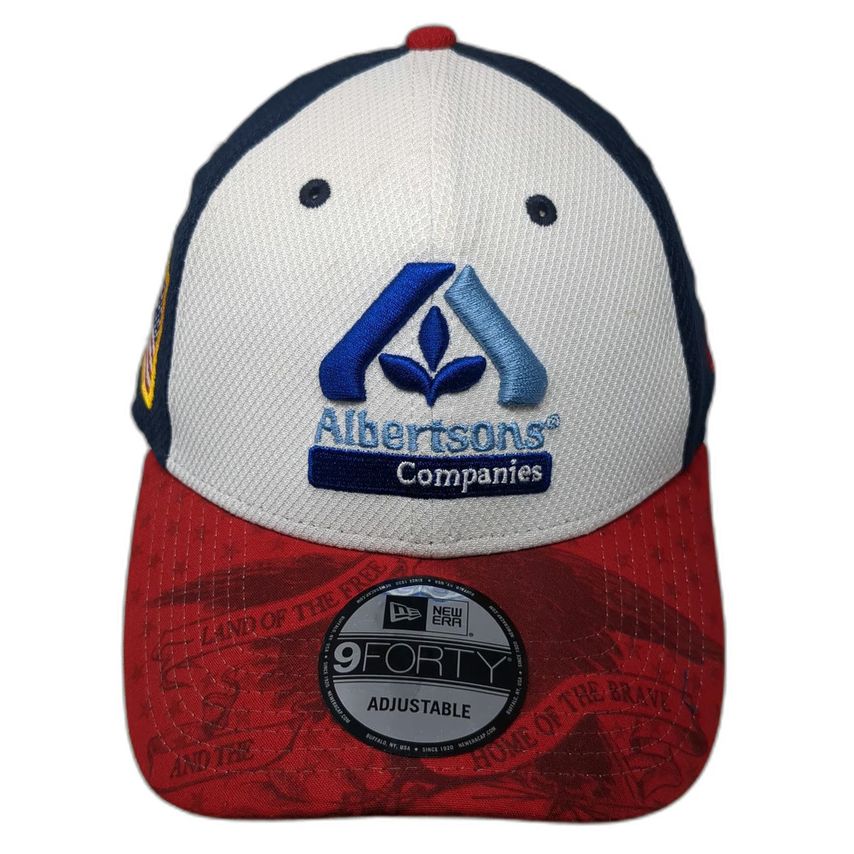 New Era Baseball Cap White Blue Red One Size Albertsons NASCAR 44 Flag Hat
