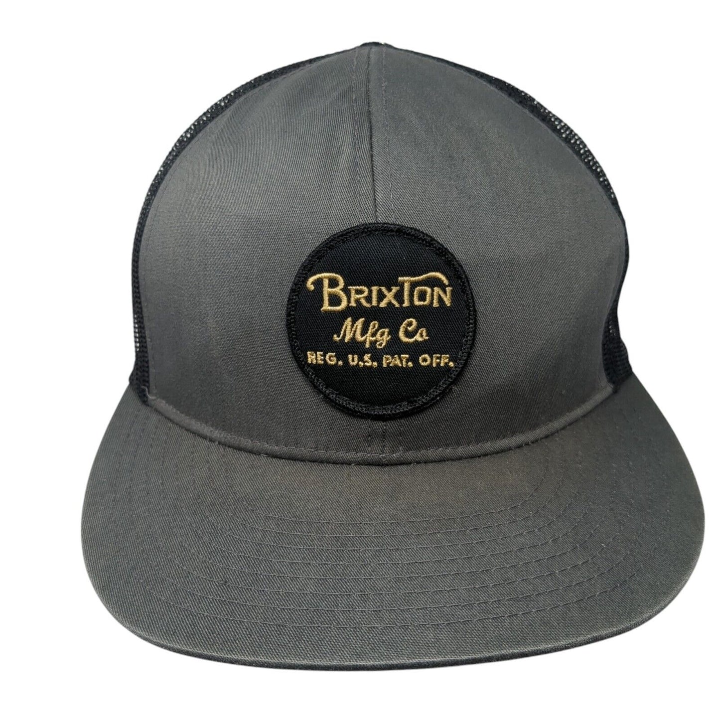 Brixton Mfg Co Patch Snapback Mesh Back Trucker Hat Gray One Size