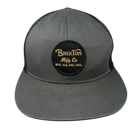 Brixton Mfg Co Patch Snapback Mesh Back Trucker Hat Gray One Size