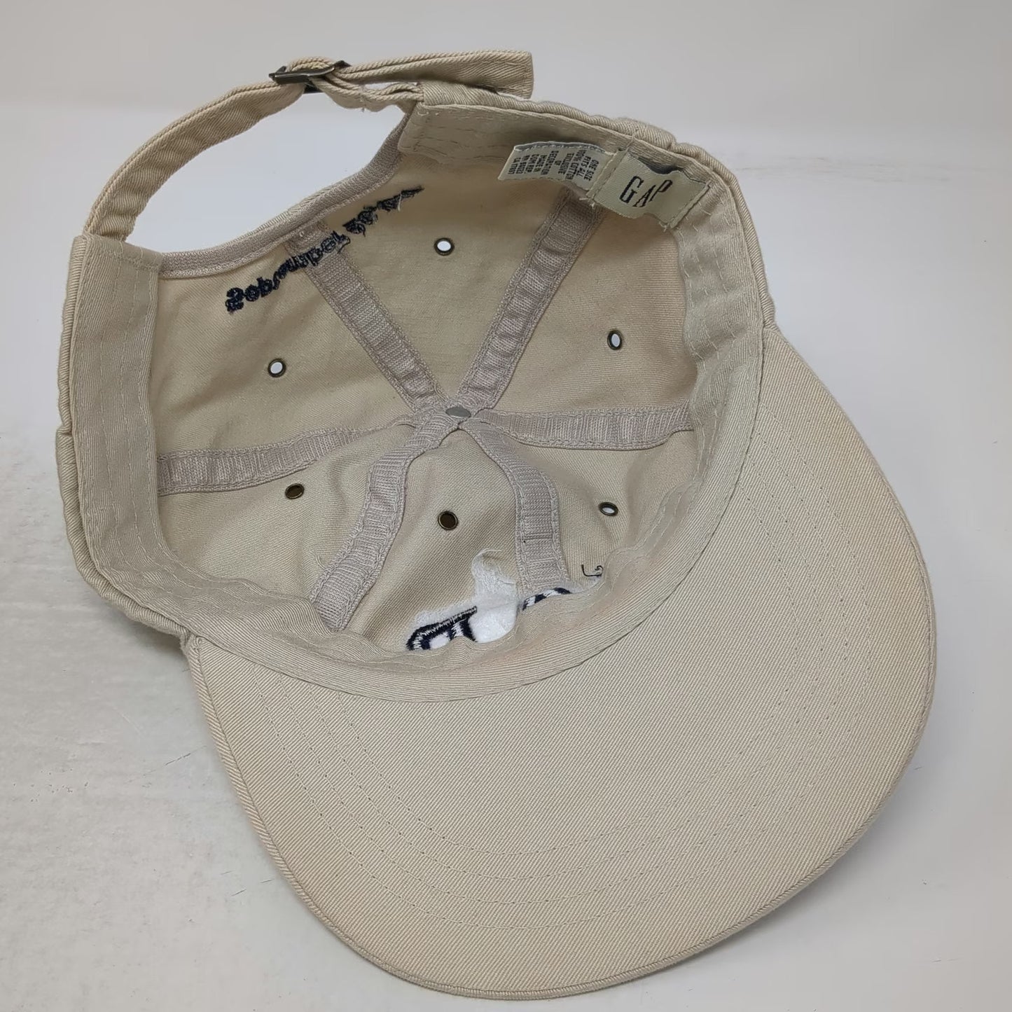 GAP Baseball Cap Beige One Size Blue Embroidered Slideback Hat September 26 1997