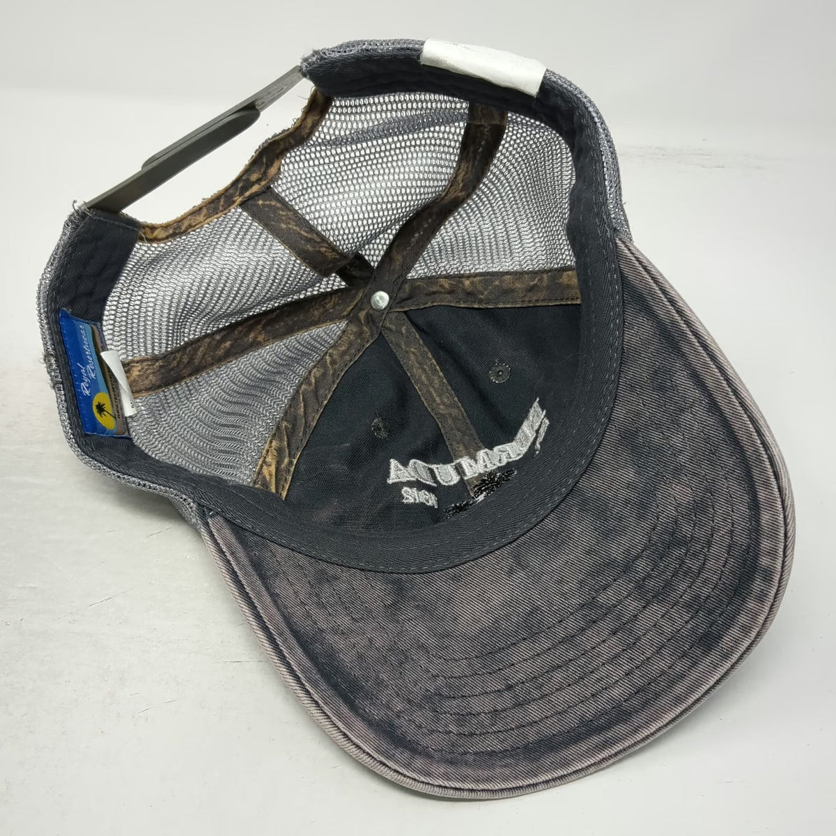 Royal Resortwear Trucker Hat Gray One Size Bermuda Atlantic Outpost Palm Trees
