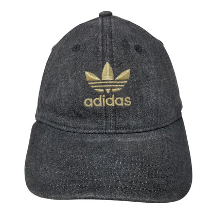 Adidas Slideback Hat Black OSFM Adjustable Embroidered Trefoil 6 Panel Cotton