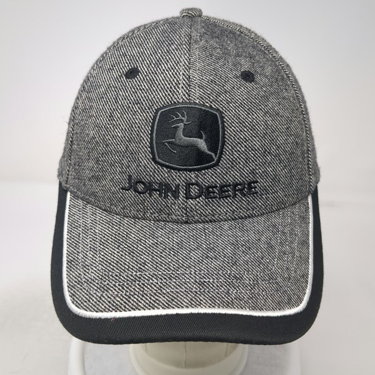 John Deere Baseball Cap Gray One Size Strapback Wool Blend Embroidered Logo Hat