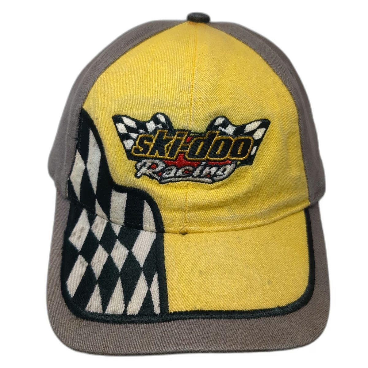 Ski-Doo Racing Baseball Cap Yellow One Size Checkered Flag Slideback Hat Gear