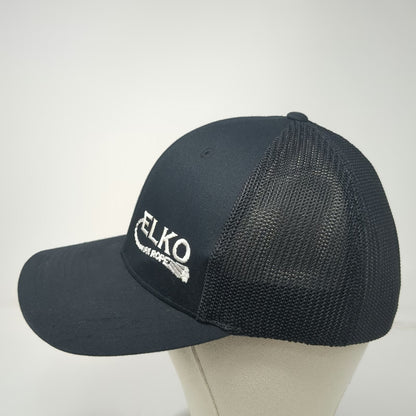 Richardson Trucker Hat Black One Size Snapback Mesh Elko Wire Rope Embroidered