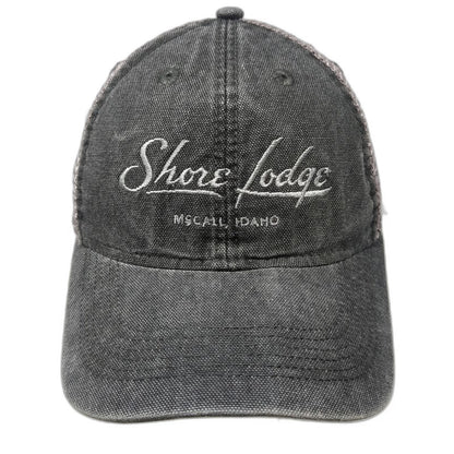 Legacy Trucker Hat Gray OSFM Shore Lodge McCall Idaho Mesh Snapback Adjustable