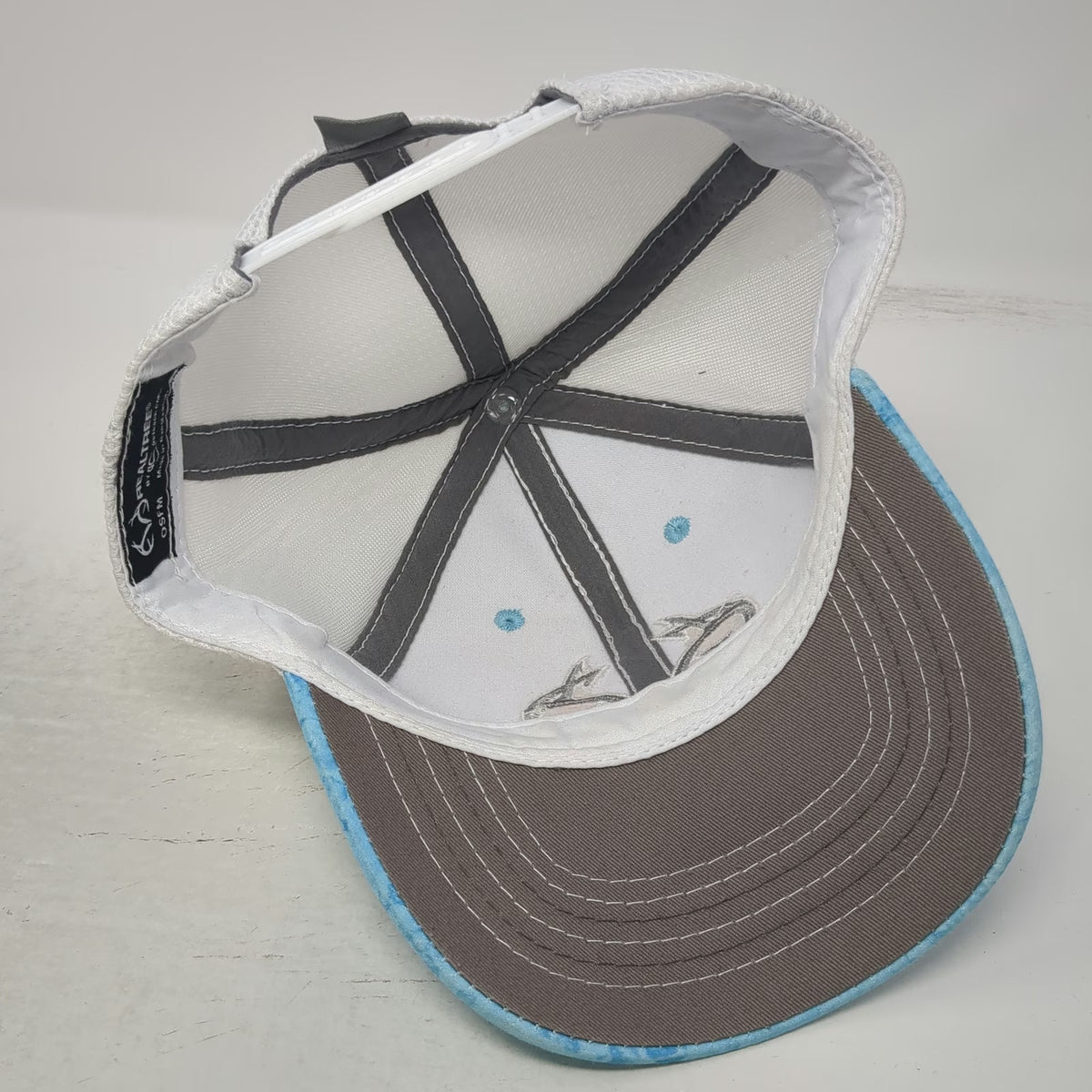 Realtree Fishing Trucker Hat Blue One Size Hook Logo Mesh Back Snapback Cap