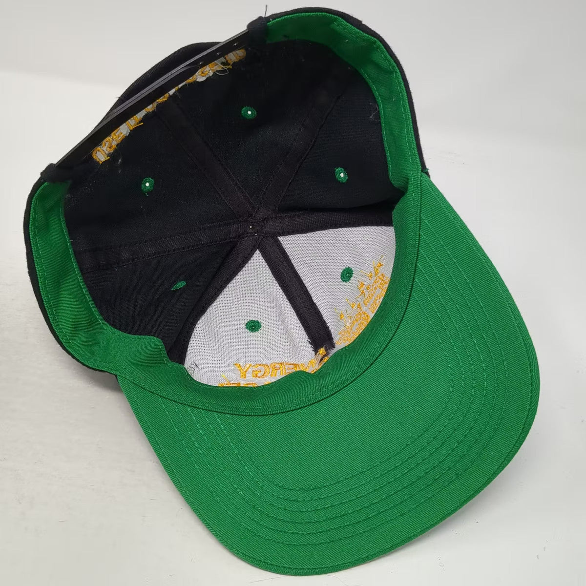 Energy Release Racing Snapback Hat Black Green One Size Embroidered Adjustable