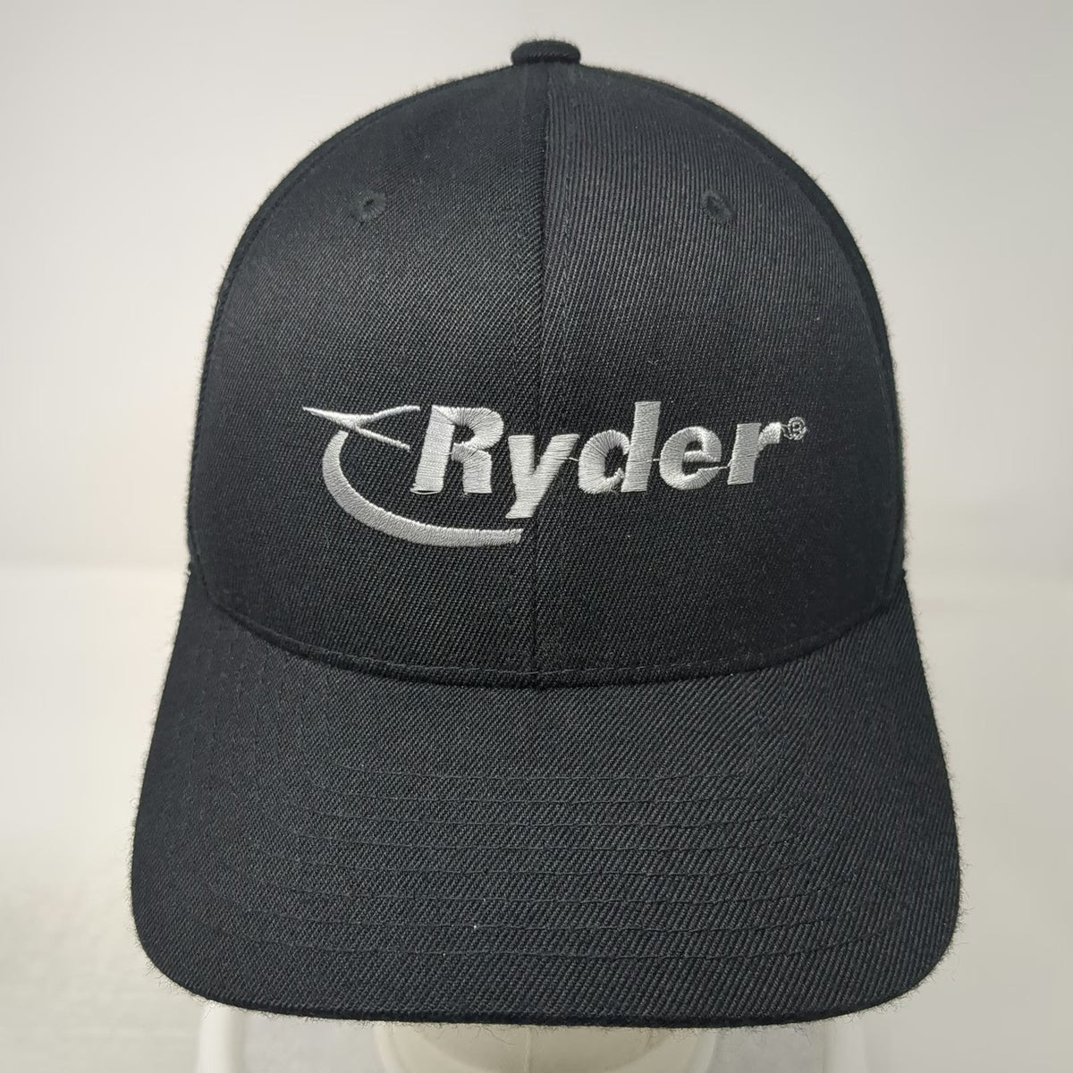 Flexfit Baseball Cap Black XL Ryder Logo Silver Embroidery Elastic Fitted hat