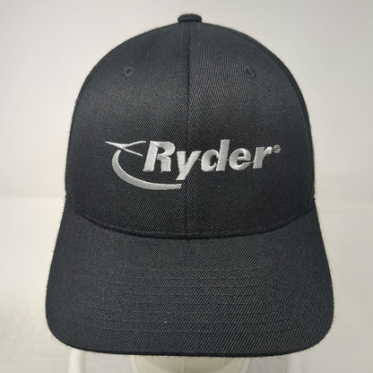 Flexfit Baseball Cap Black XL Ryder Logo Silver Embroidery Elastic Fitted hat