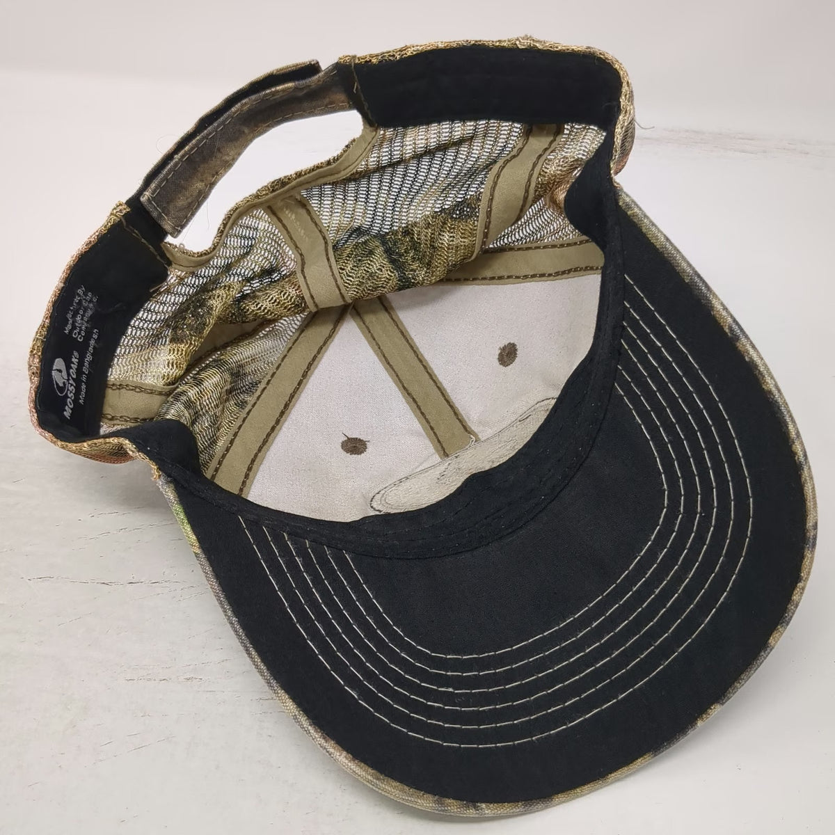 Mossy Oak Baseball Cap Green One Size Camouflage Mesh Logo Strapback Hat