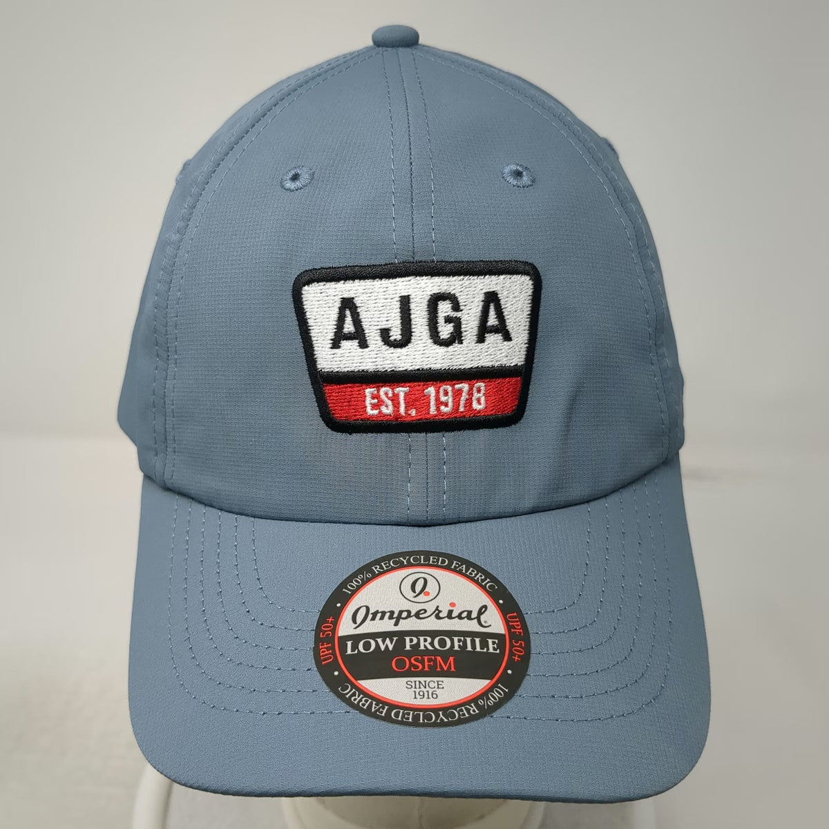 Imperial Baseball Cap Blue One Size AJGA Est 1978 Patch Recycled Strapback Hat
