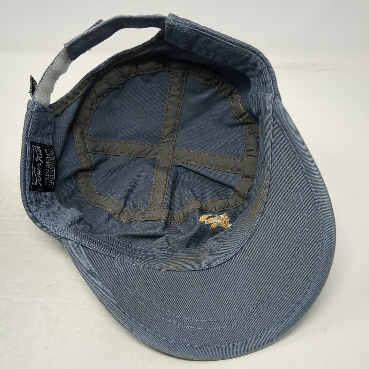 Town Talk Army Cap Blue One Size Cotton Strapback Scroll Graphic Twill Flat hat