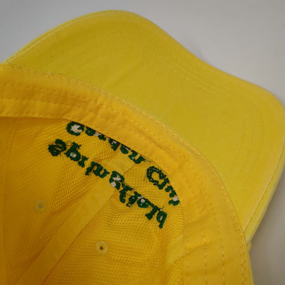 Adams Baseball Cap Yellow One Size Leather Strap Embroidered Garden Club Hat