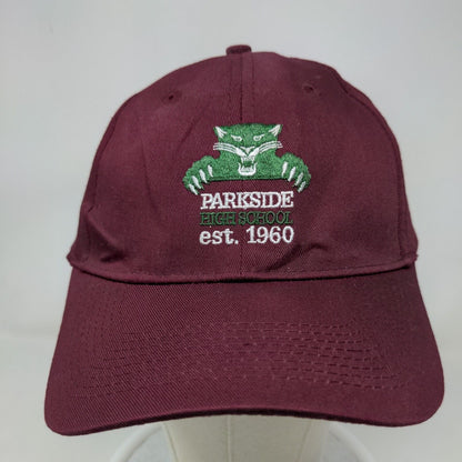 Parkside High School Men's Strapback Hat Red Embroidered Logo 100% Cotton