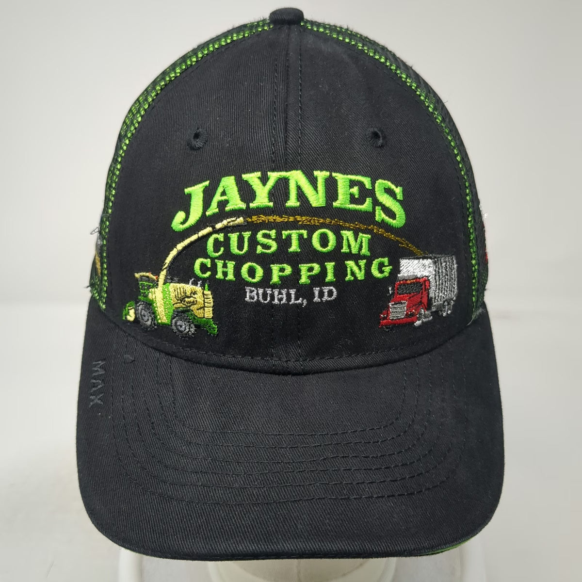 The Max Trucker Hat Black Green One Size Jaynes Custom Chopping Buhl Idaho Ag