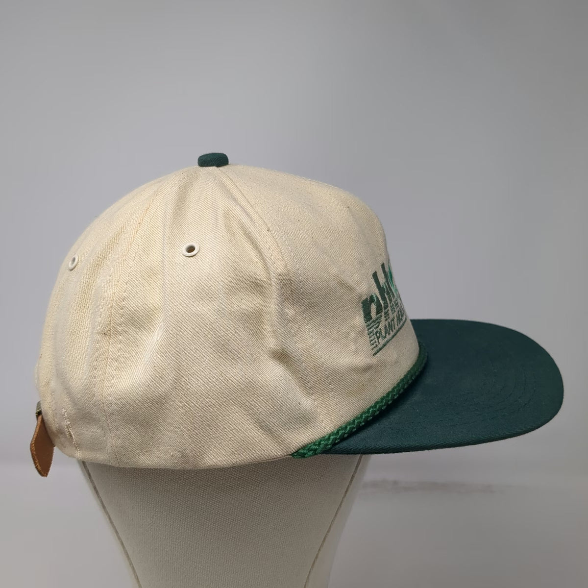K-Products Baseball Cap Beige Green Plant Health Technologies Rope Hat Vintage