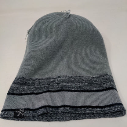 Unbranded Knit Pom Pom Beanie Hat Gray One Size Striped Outdoor