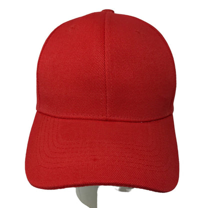 Unbranded Men's Strapback Hat Red Blank Acrylic Wool Blend Adjustable