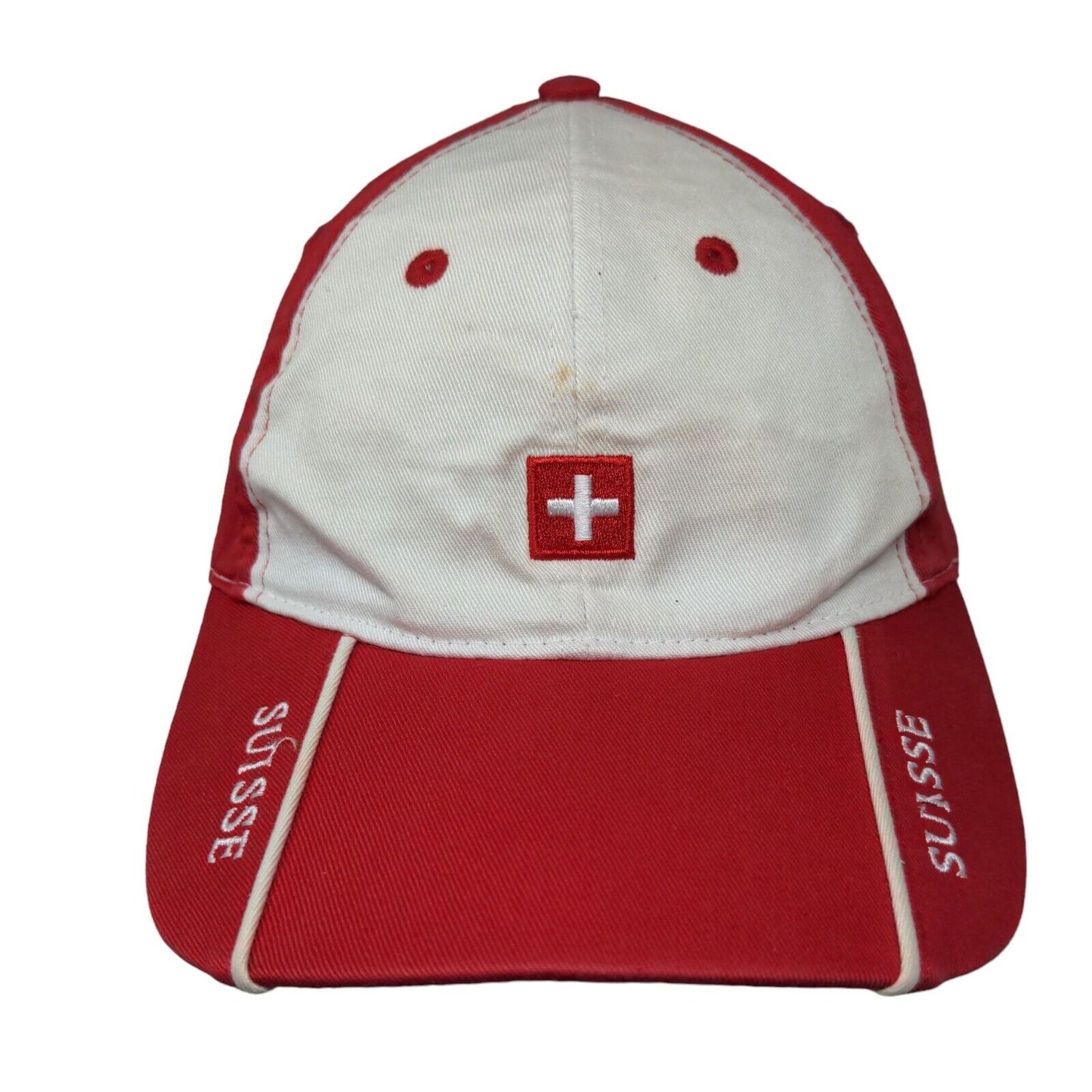 Switzerland Flag Suisse Strapback Hat Red One Size Embroidered Colorblock