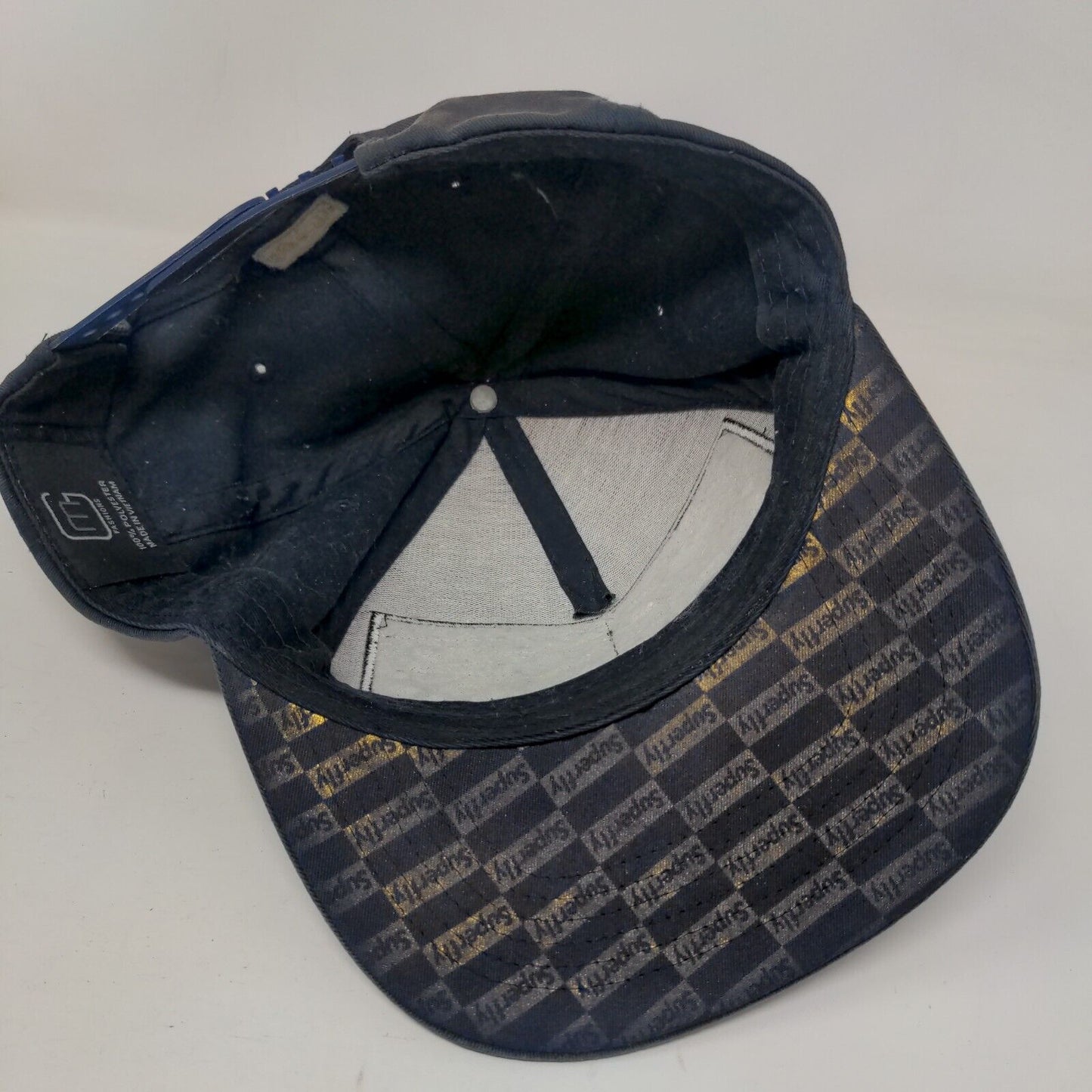Superfly Snapback Hat Blue One Size Adjustable Embroidered 6 Panel Polyester