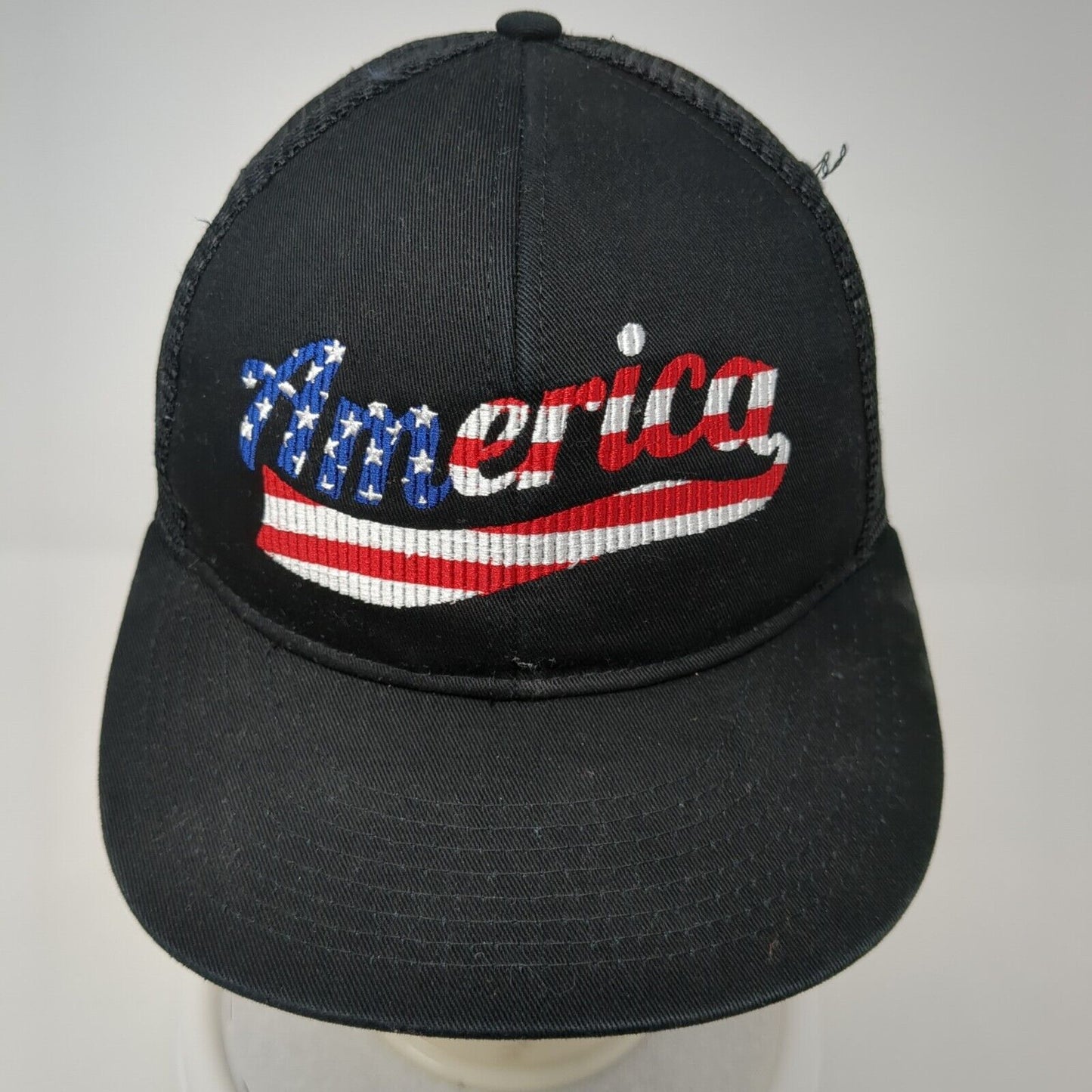 America Slideback Mesh Back Trucker Hat Black One Size Solid Pinnacle