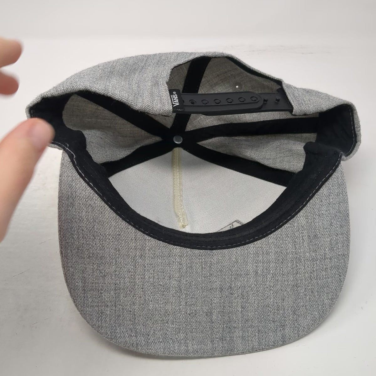 Vans 5 Panel Gray Hat One Size Snapback Flat Brim Wool Blend Box Logo Skate