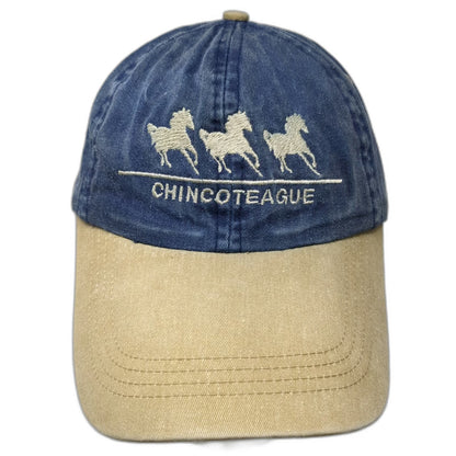 HATS Baseball Cap Blue One Size Embroidered Horse Chincoteague Souvenir hat