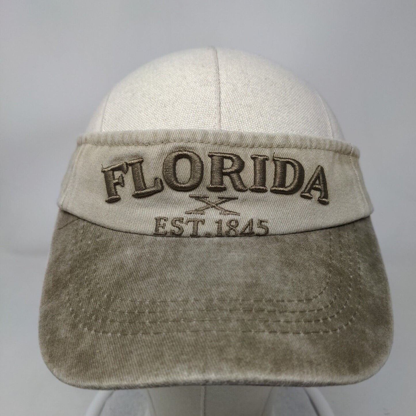 Florida Est. 1845 Strapback Sun Visor Tan OSFM Adjustable Embroidered Logo