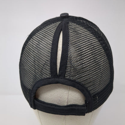 Unbranded Strapback Mesh Back Trucker Hat Black One Size Ponytail Blank