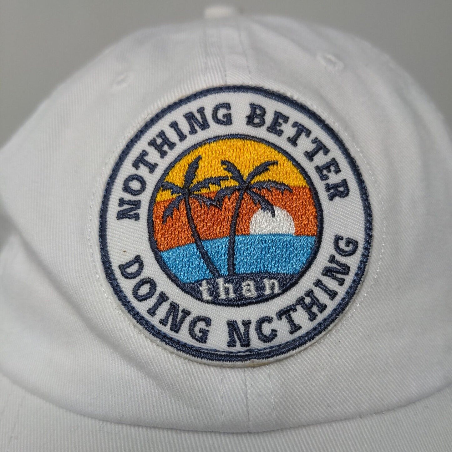 Unbranded Mens Slideback Hat White Embroidered Nothing Better Than Doing Nothing