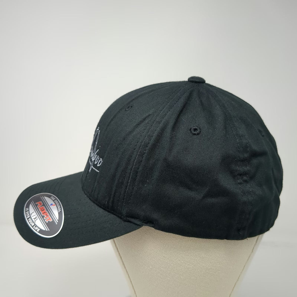 Flexfit Baseball Cap Black XL Cali Bamboo Hat Embroidered Logo Stretch Fit