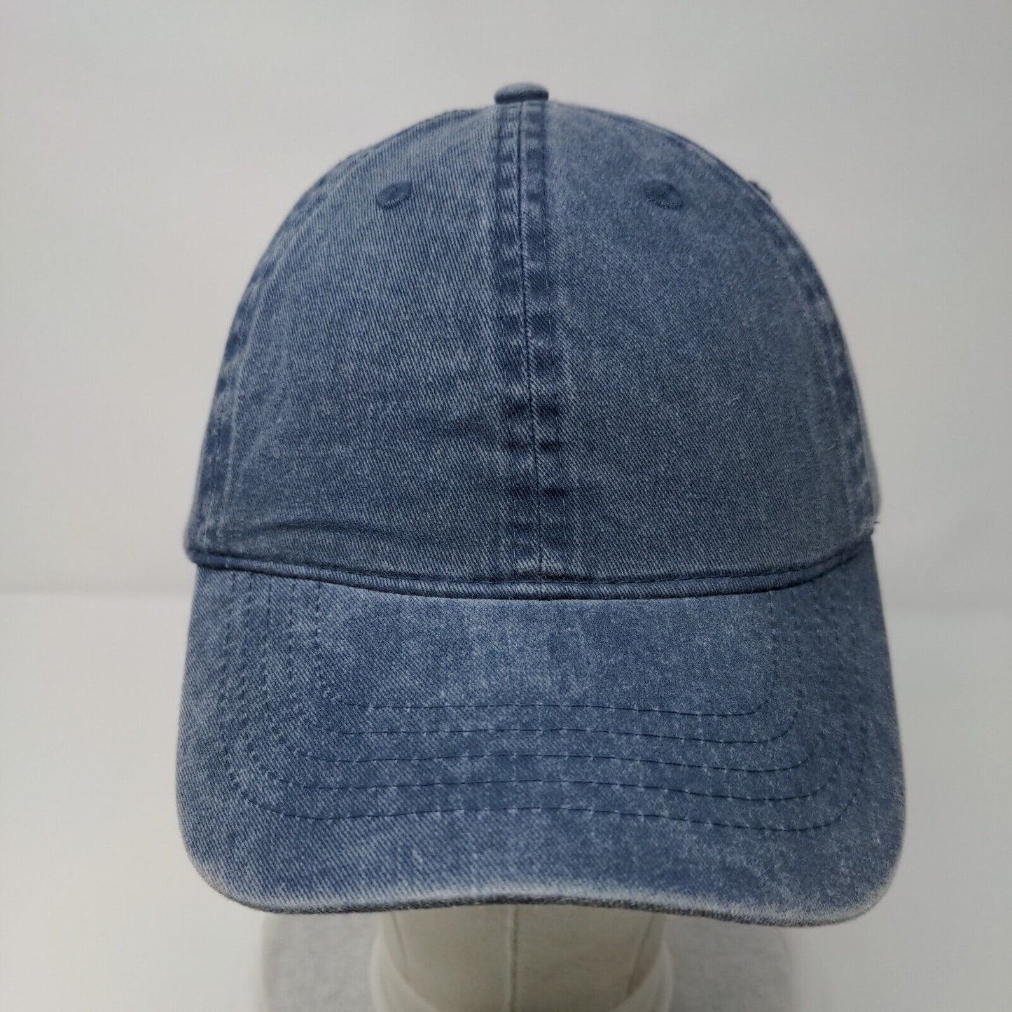 Unbranded Strapback Hat Blue OSFM Adjustable Vented Holes 6 Panel Blank