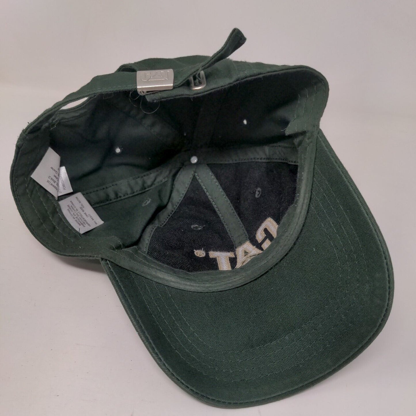 CAT Slideback Hat Green One Size Adjustable Embroidered Vented Holes Cotton
