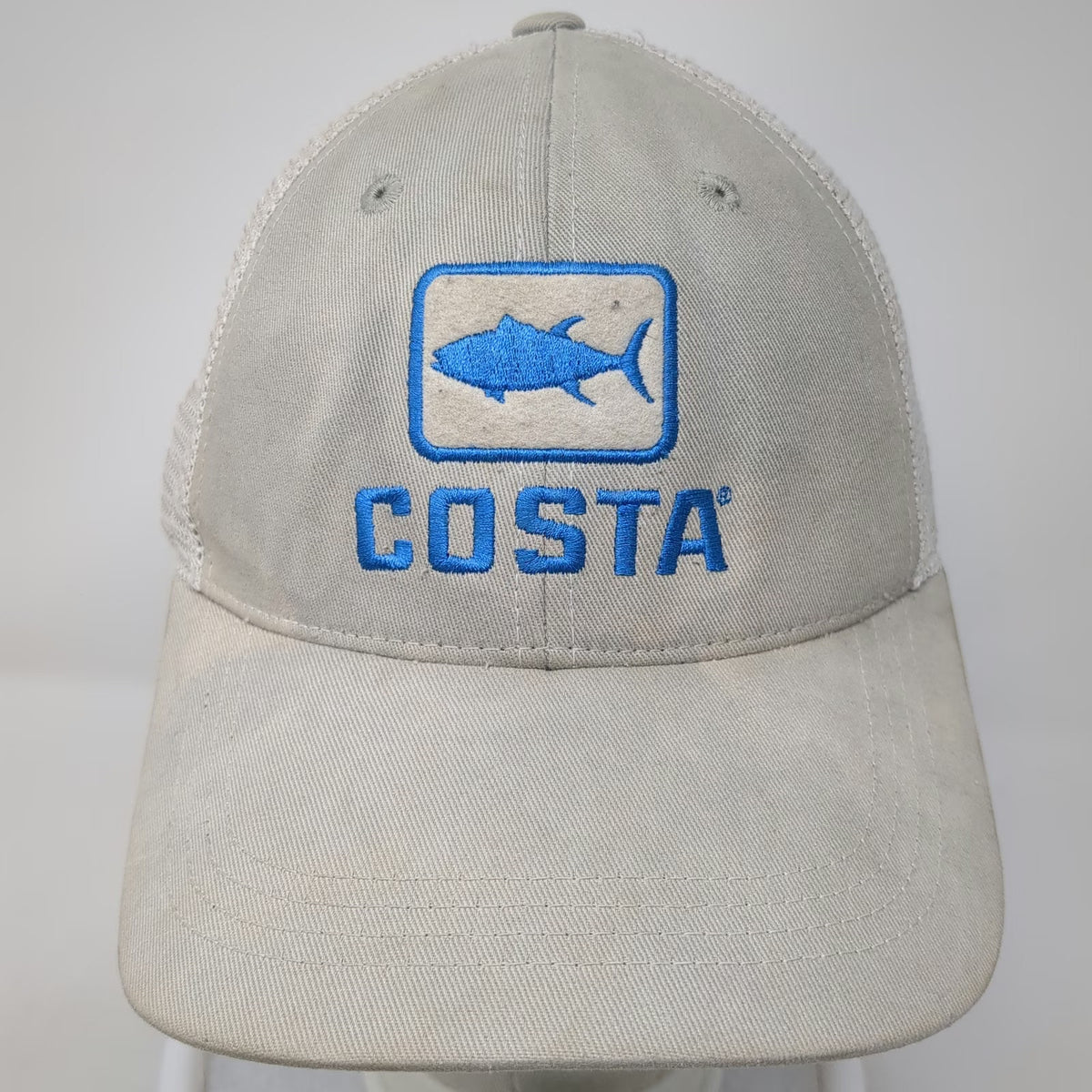 Costa Trucker Hat Gray Blue One Size Mesh Snapback Fish Graphic Embroidered