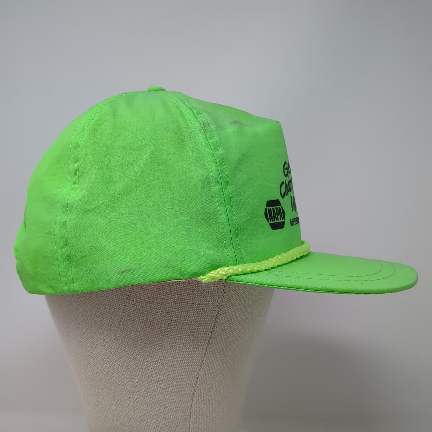 KC 5 Panel Green Hat One Size NAPA Get Charged Up Batteries Rope Snapback Neon
