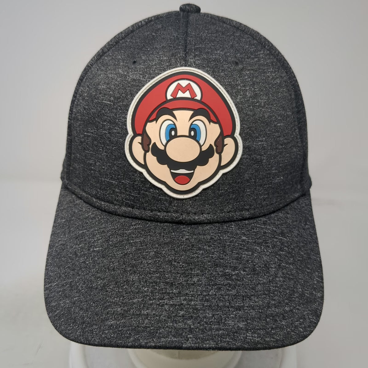 Nintendo Mario Patch Baseball Cap Gray Red White One Size Fitted Stretch Hat