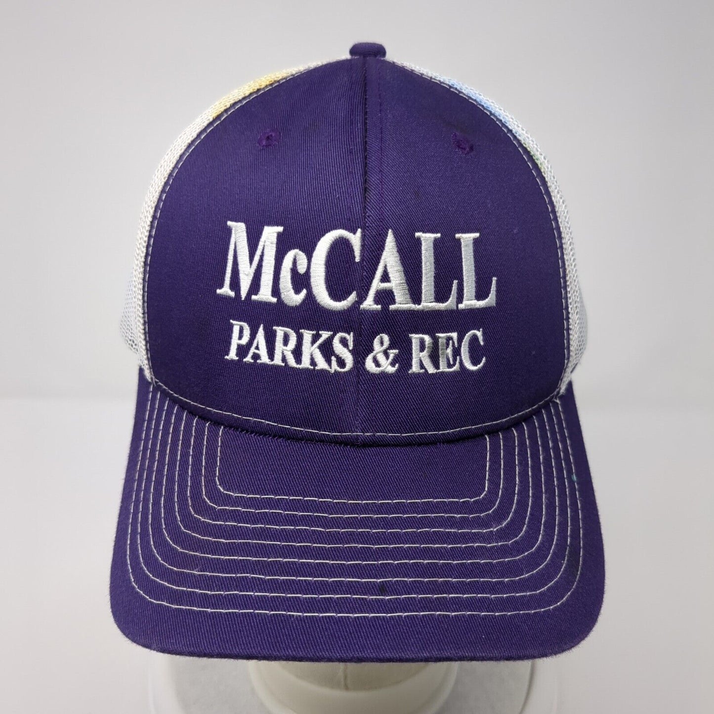 McCall Parks & Rec Snapback Trucker Hat Purple One Size Adjustable Mesh Back