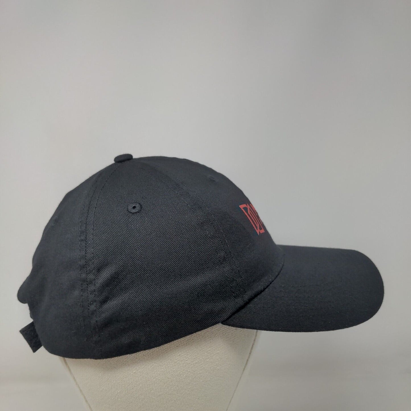 Miter Brands Strapback Hat Black One Size Adjustable 6 Panel Vent Holes